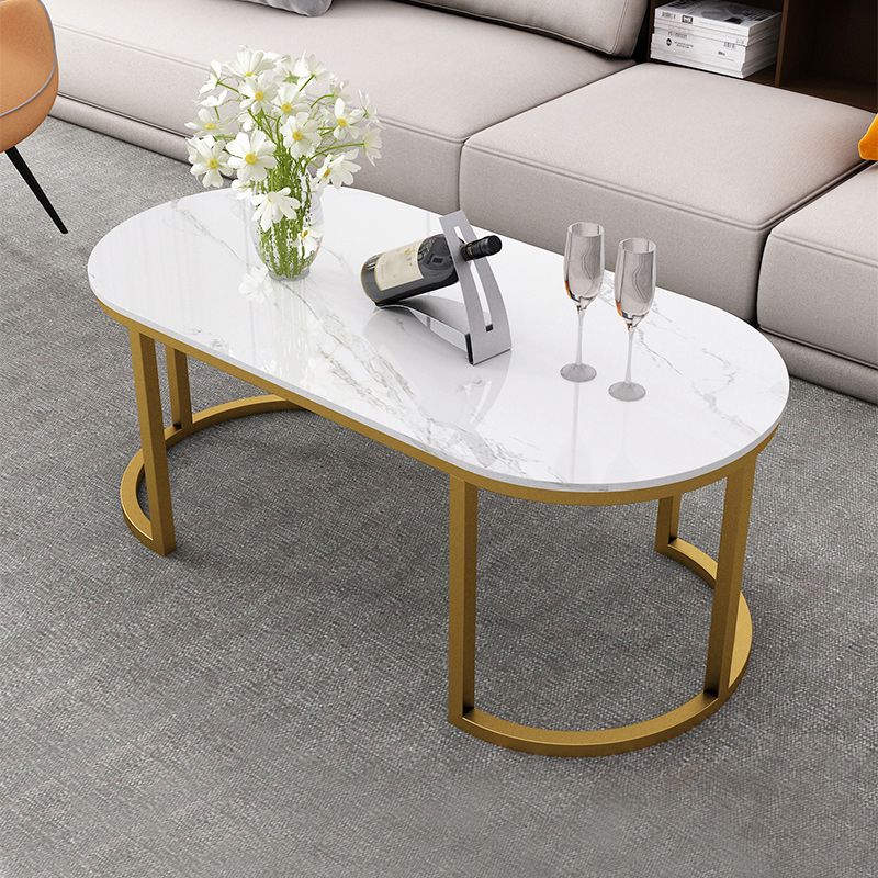 Oval Glam Stone Cocktail Table Standard Single Coffee Cocktail Table