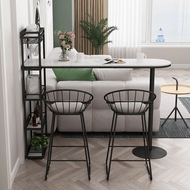 Contemporary Marble Counter Wine Table Double Pedestal Bistro Bar Height Cocktail Table