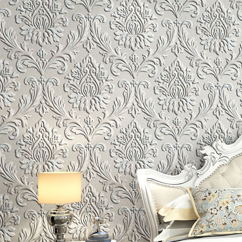 Art mural au design damassé classique pour la décoration de la chambre à coucher, art mural de 20,5 po de largeur x 33 pi de longueur en couleur claire