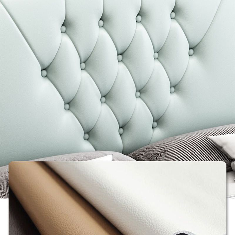 Contemporary Panel Bed Wood and Upholstered Bed Frame, 51" Tall