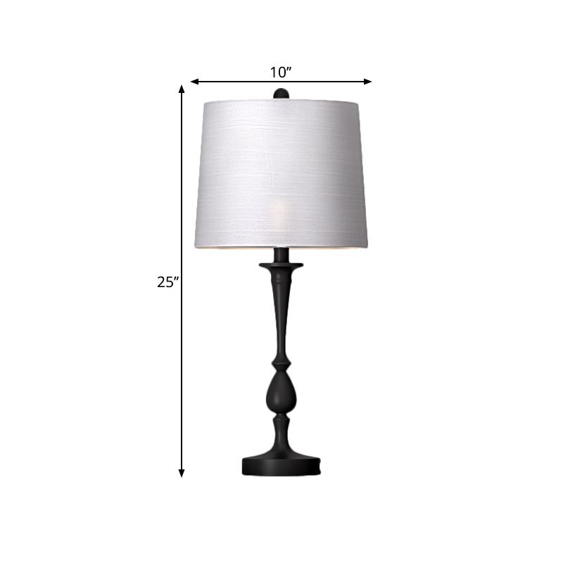 Stofffassform Nachtlampe Antiquier 1-Licht Schlafzimmer Tischstand Beleuchtung in Schwarz/Silber/Gold