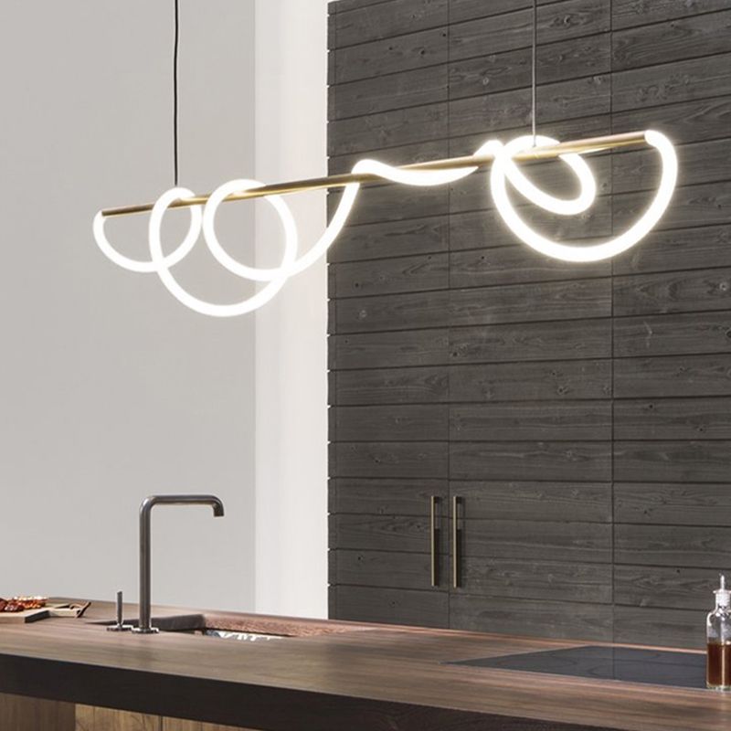 Lámpara colgante de restaurantes de 1 luz de la isla lineal moderna con sombra de gel de sílice