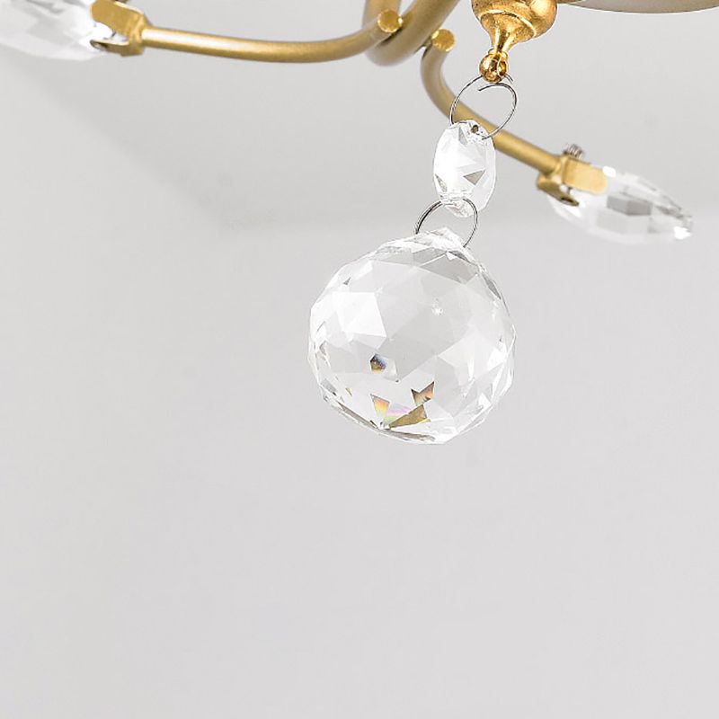 Chandelier de bougie de campagne 3 luminaires de pendentif en cristal de tête pour la salle à manger