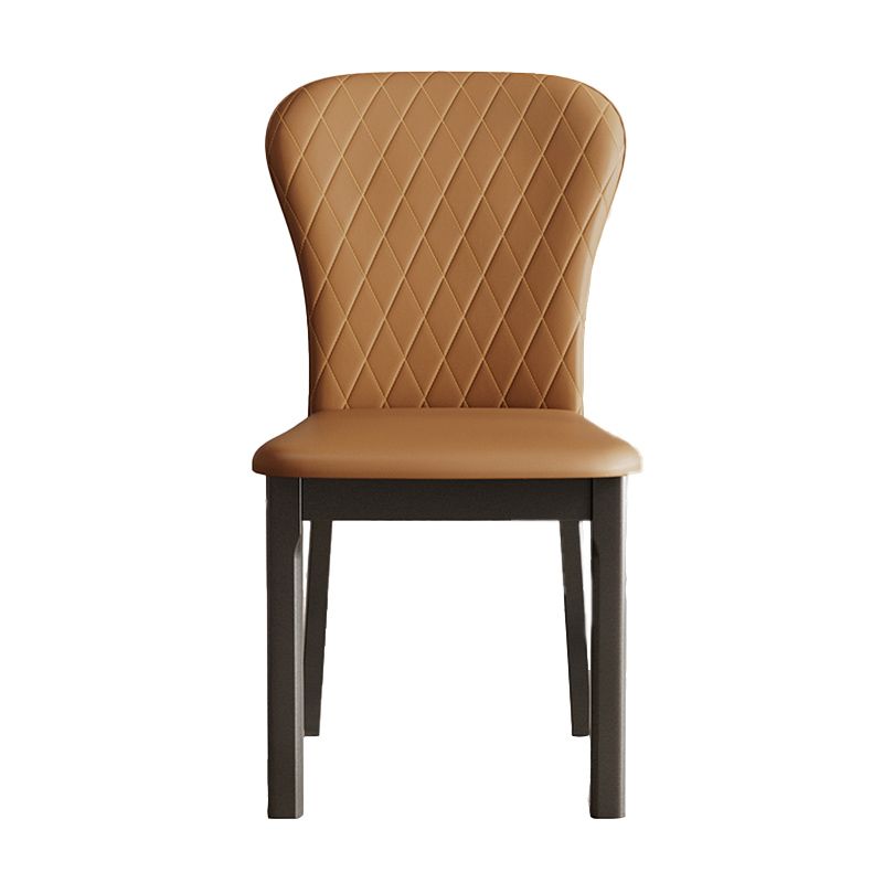 Rubberwood Modern Dining Chair Faux Leather Solid Back Side Chair