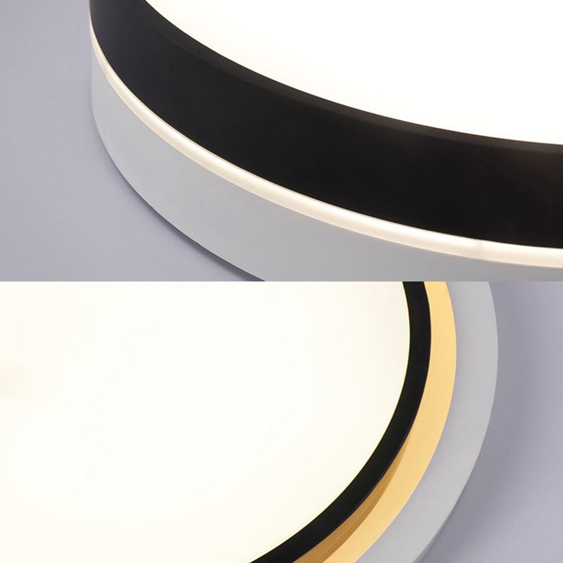 Black Drum Flush Mount Lamp Nordic Acrylic Shade 15"/19"/23" Dia LED Ceiling Flush Mount for Living Room in Warm/White