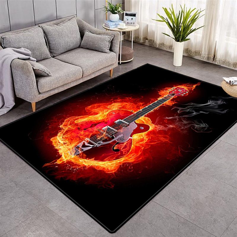 Black Modern Rug Polyester 3D Pumpkin Pattern Rug Washable Rug for Living Room