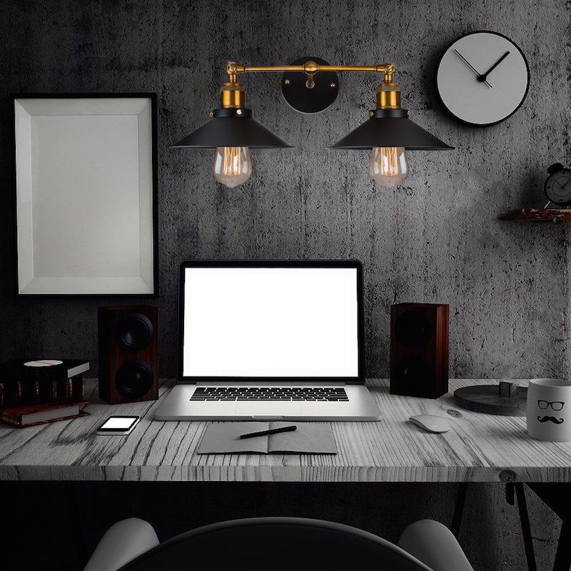 2 Leuchten Metall Wandmontierte Leuchte Industriekegelkegelwandleuchten für Hall und Foyer