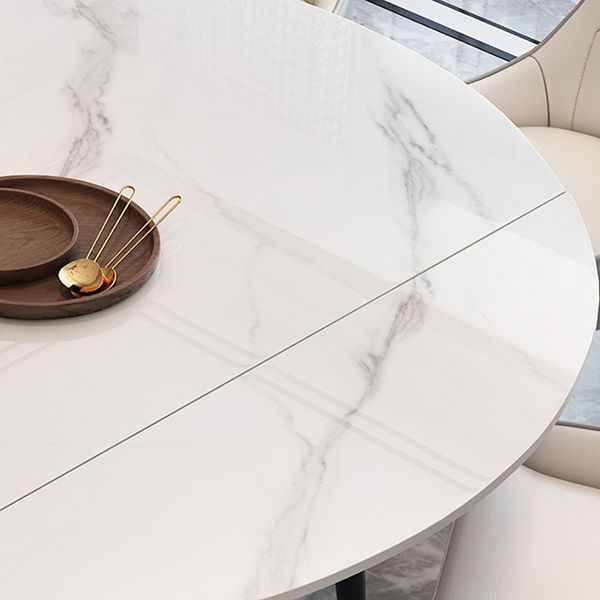 Moderne stijl gesinterde stenen eettafel witte ronde tafel met zwarte poten