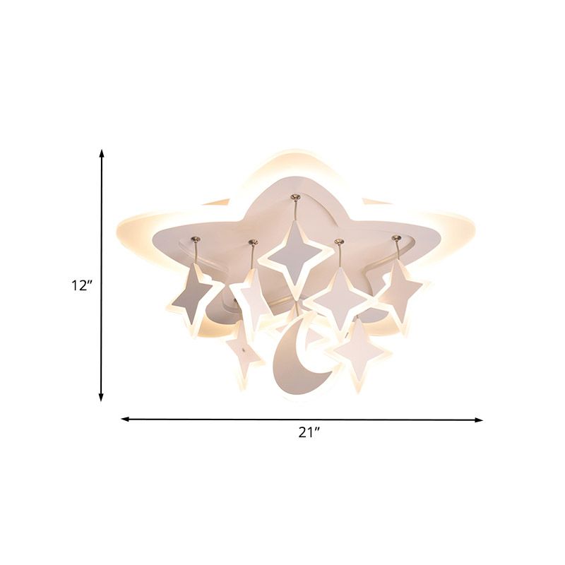 Sternenhimmel-Deckenleuchte für Kinderzimmer, Acryl-Cartoon-LED-Unterputzlampe in Weiß mit drapiertem, warmweißem Licht
