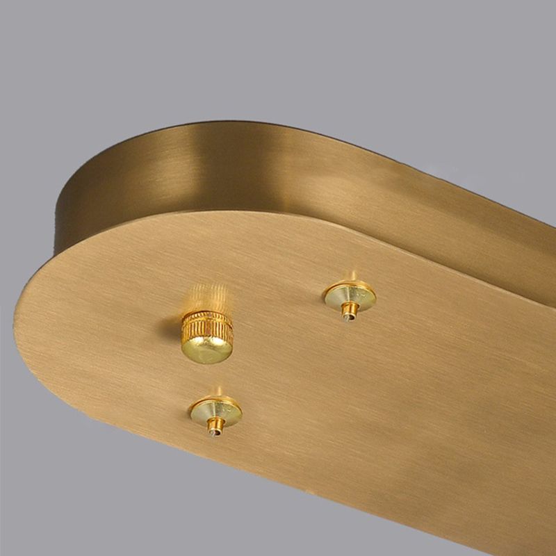 1 Light Rectangle Island Lights Modern Pendant Light Crystal Island Lighting Fixtures in Gold