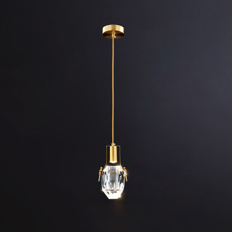 LED Mini sospensione Lucile dell'acqua moderna Ciordino a cristallo smusso chiaro in oro con ornamenti di dragonfly