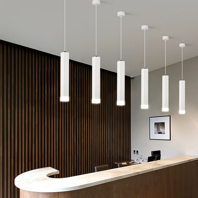 Metall rechteckige Rohranhänger minimalistische LED -LED -Beleuchtung zum Abendessen