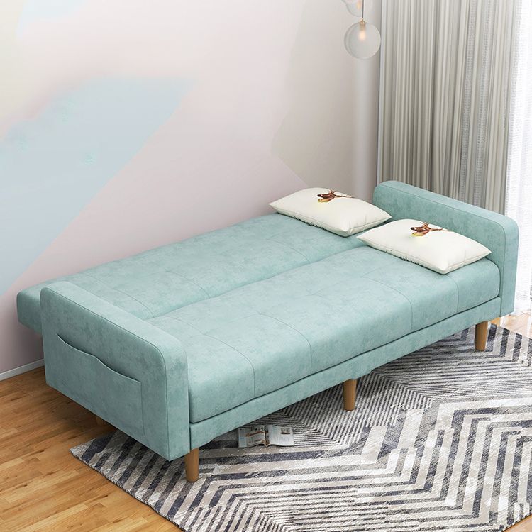 Contemporary Convertible Footrest Stool Sofa Bed with Storage and Square Arms