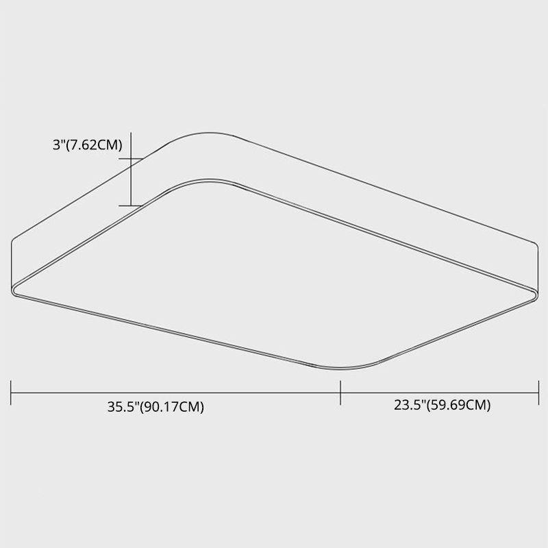 Rectangular Office Flush Lamp Metallic Modern LED Ceiling Mounted Light in Black