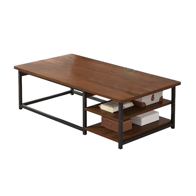 23.6" D Modern Rectangular Coffee Cocktail Table with 2-Shelf