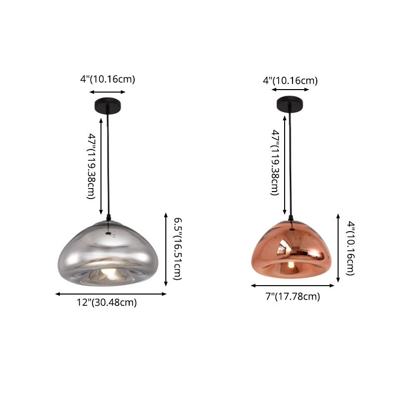 Mirrored Hanging Ceiling Light Contemporary Style Metal Pendant Lighting Fixture