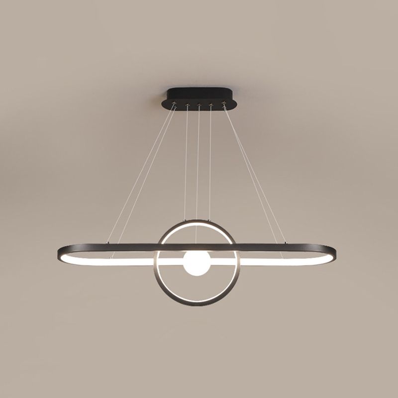 Geometric Island Lights Modern Kitchen Island Lighting Metal 3 Light Island Lamps in Black