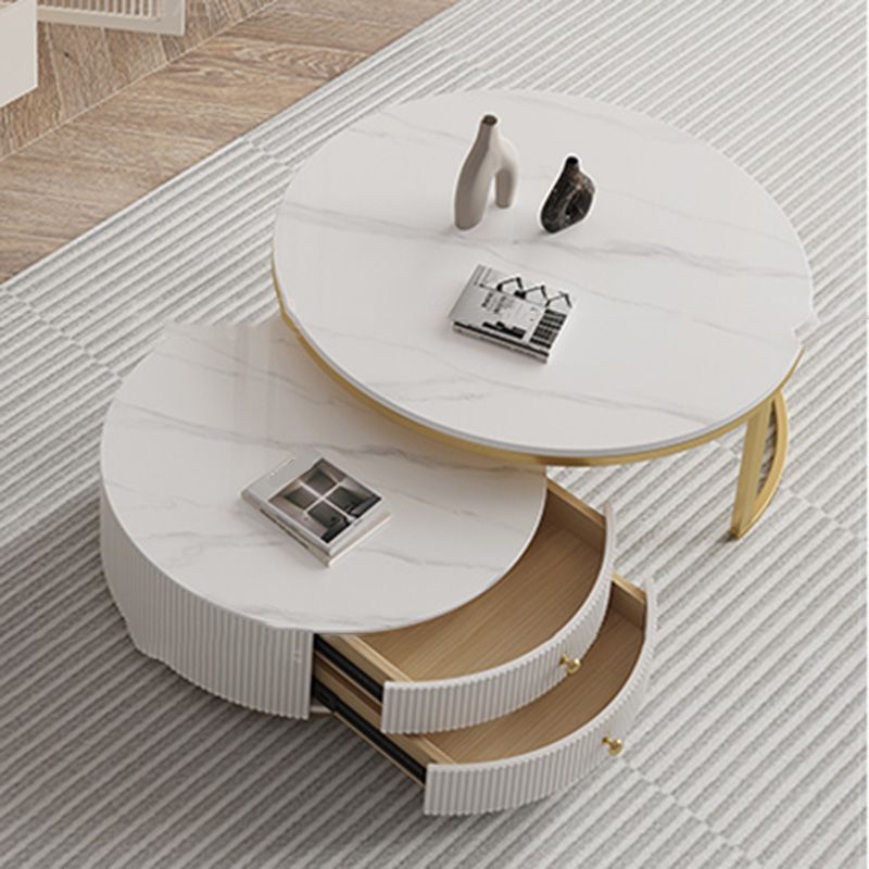 Frame Nesting Coffee Table Set Slate Glam Coffee Table with Drawers