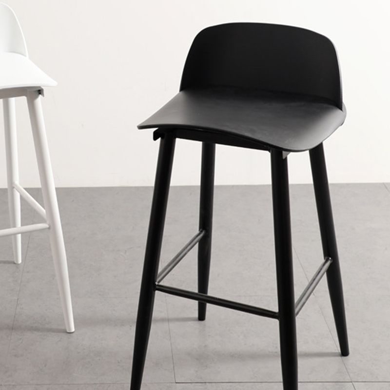 Contemporary Plastic Low Back Armless Bar Stools with Metal Base