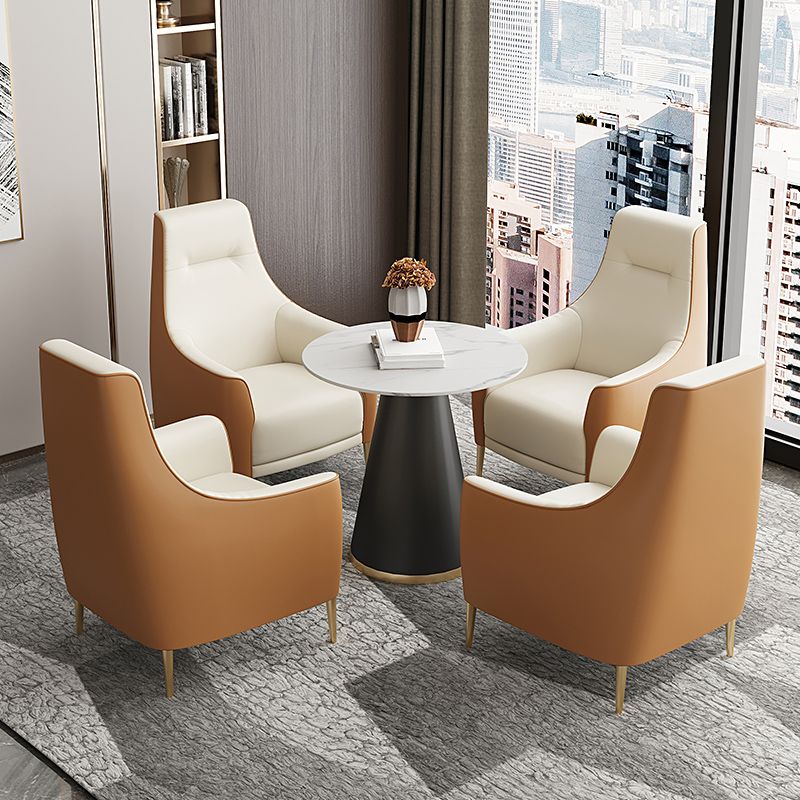 Fixed Back Lounge Chair Water Resistant Side Chair with Gold Tone Legs