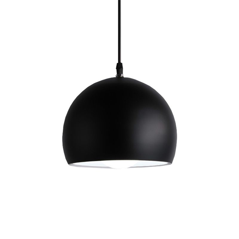 Black Globe Shade Hanging Light Industrial Style Metallic 1 Kopfküchen Anhängerlampe, 8 "/10"/14 "Breite