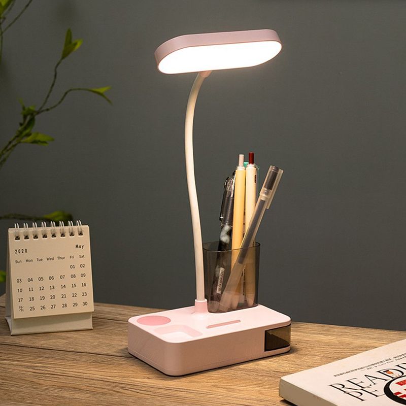 Macaron Rettangolare Reading Lamp Plasticy 1 Head Kids Room Table Light with Port