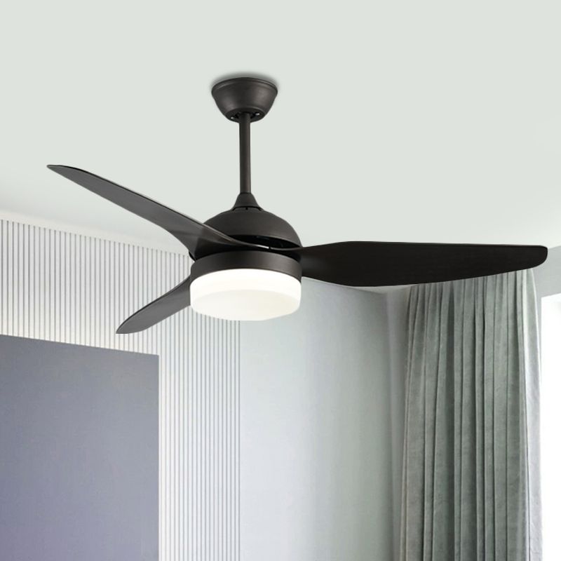 Metall Black Deckenventilator Leichte Trommel zeitgenössische 3 Klingen LED SEMI BUSH MOUND LAMP, 48 "W.