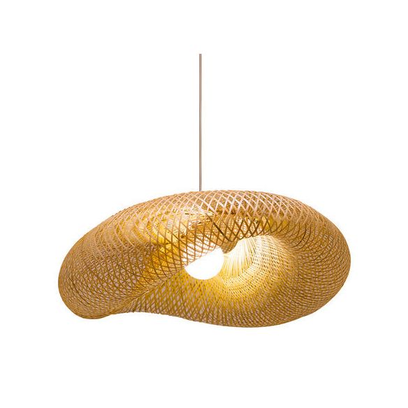 Modernes Touch Hanging Light Kit Bambus 1 Leichte Esszimmer Anhängerlampe in Beige