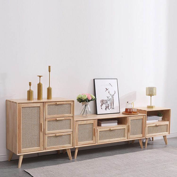 Contemporary Storage Cabinet with Drawers and Solid Wood Legs