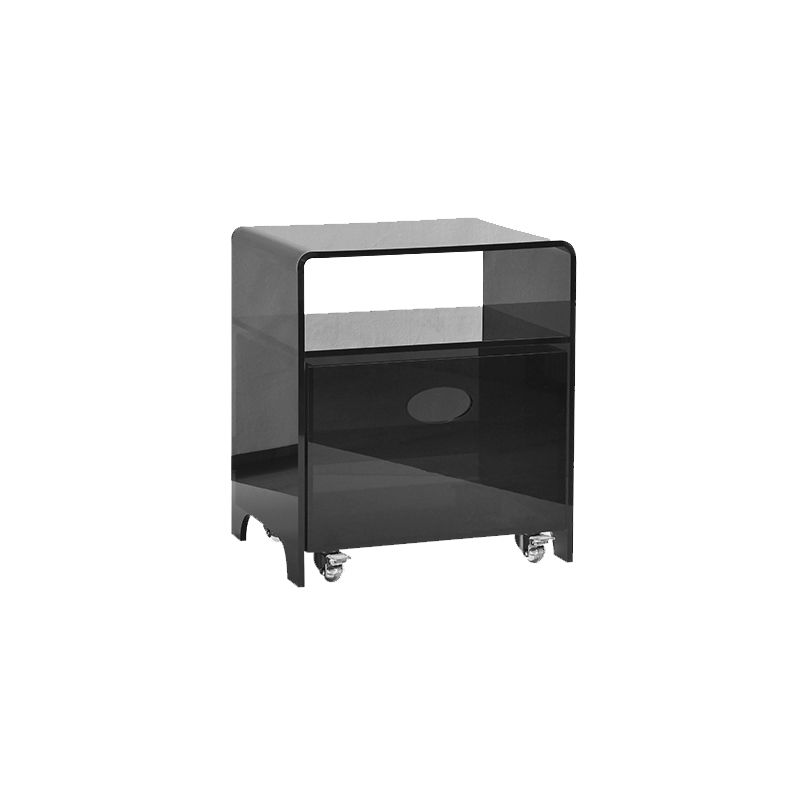 12" Wide Contemporary Corner Table Acrylic End Table with Storage