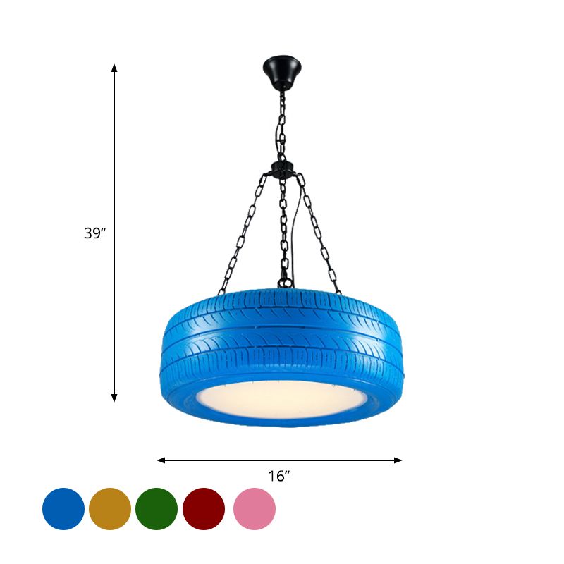 Creative Industrial Hanging Light Car Tire Rubber Chandelier with Hanging Chain for Bar