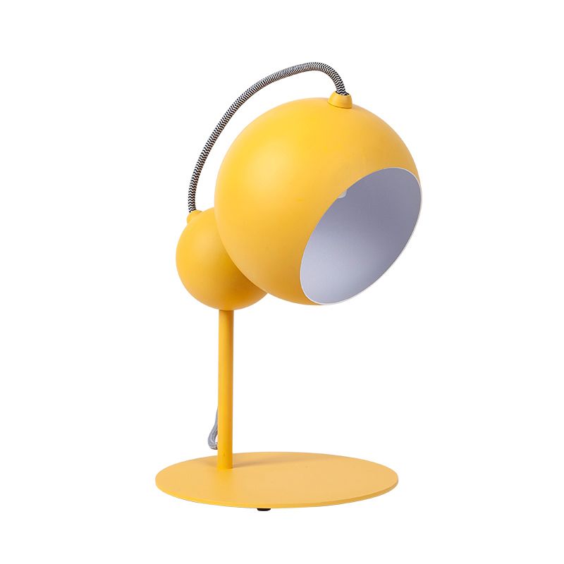 Lampada da tavolo globo rosa/giallo/verde Lampada da lettura modernista metallizzata a 1 luce con paralume regolabile per camera da letto