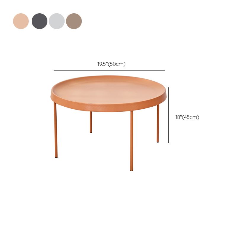 Mid-century Modern Steel Round Tray Top Coffee Table 4 Legs Cocktail Table
