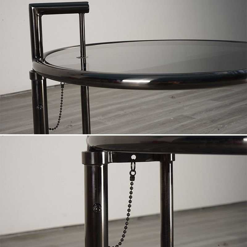 26.4" Tall Round Glass Top End Table Stainless Steel C Side Table