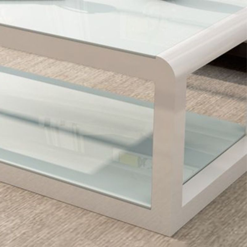 Modern Style Round Tempered Glass Top Metal Frame Base Coffee Table