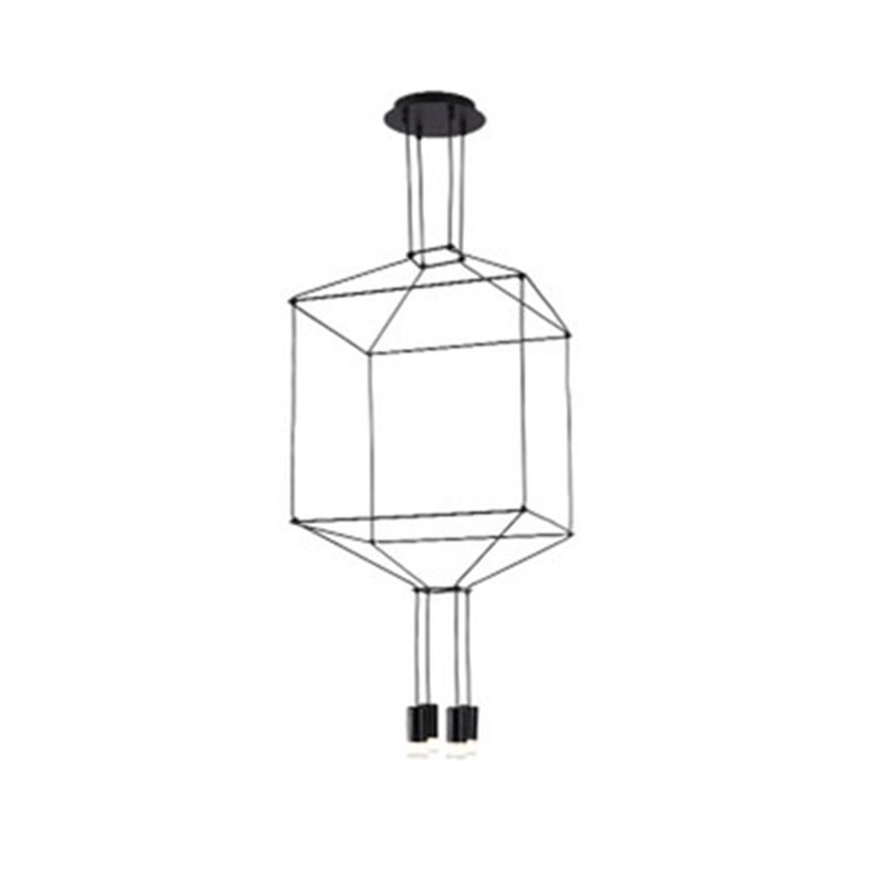 Black Metal 1 Light Pendant Light Nordic Modern Geometric Wire Cage Hanging Lamp for Restaurant