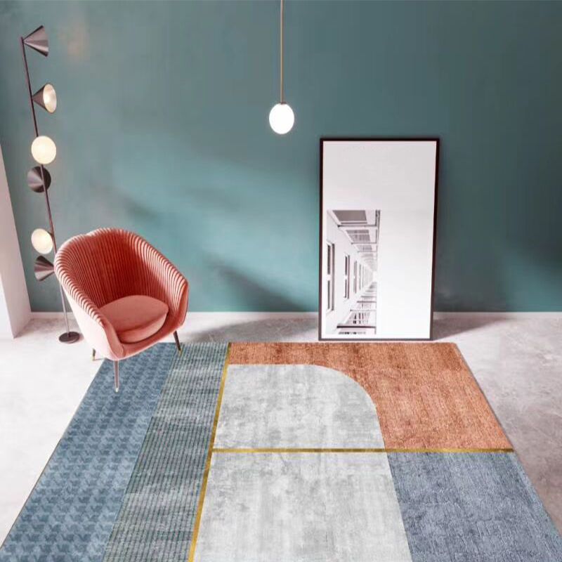 Dark Orange Circle Carpet Polyester Magnificent Carpet Washable Carpet for Home Decor