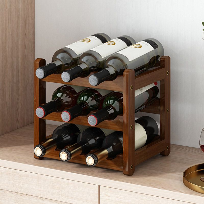 Modern Countertop Wine Rack Solid Wood Wine Bottle Rack for Home