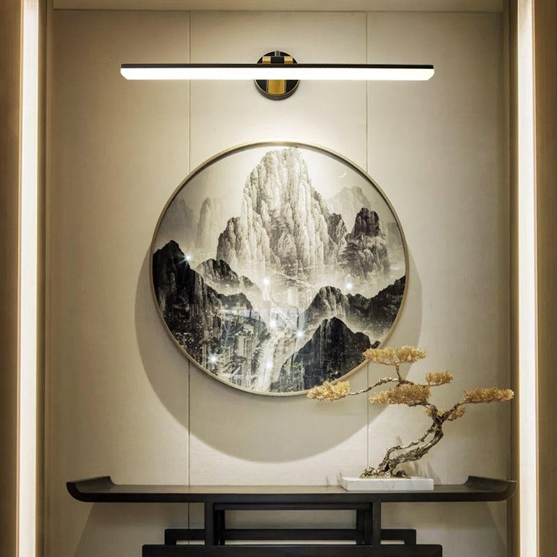 Metal Linear Shape Wall Light Modern Style 1 Light Mirror Wall Mount Light