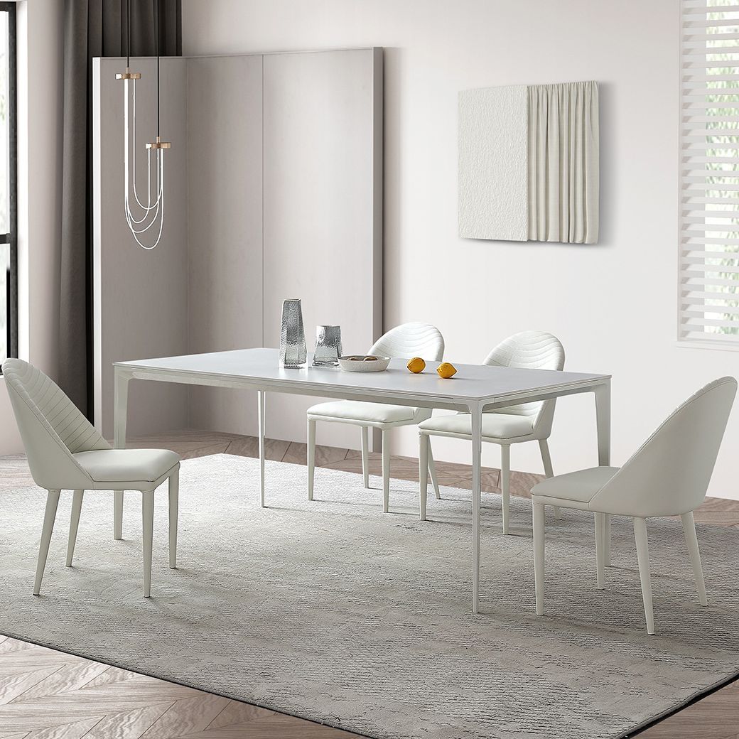 Modern Sintered Stone White Dining Room Set with Rectangle Table Formal Dining Table Furniture