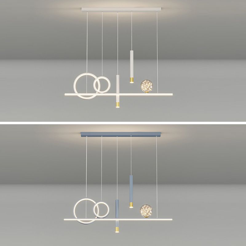 Black/White/Grey Kitchen Island Lighting 6-Light Modern LED Island Pendant Lighting