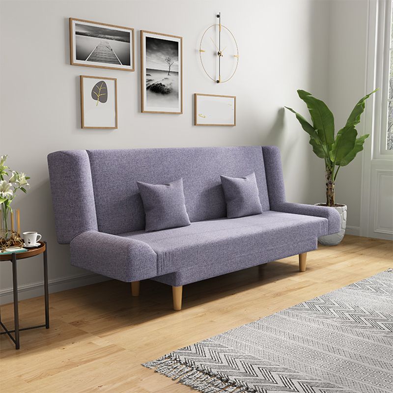 75"Modern Linen Recessed Arm Foldable Convertible Sleeper Sofa