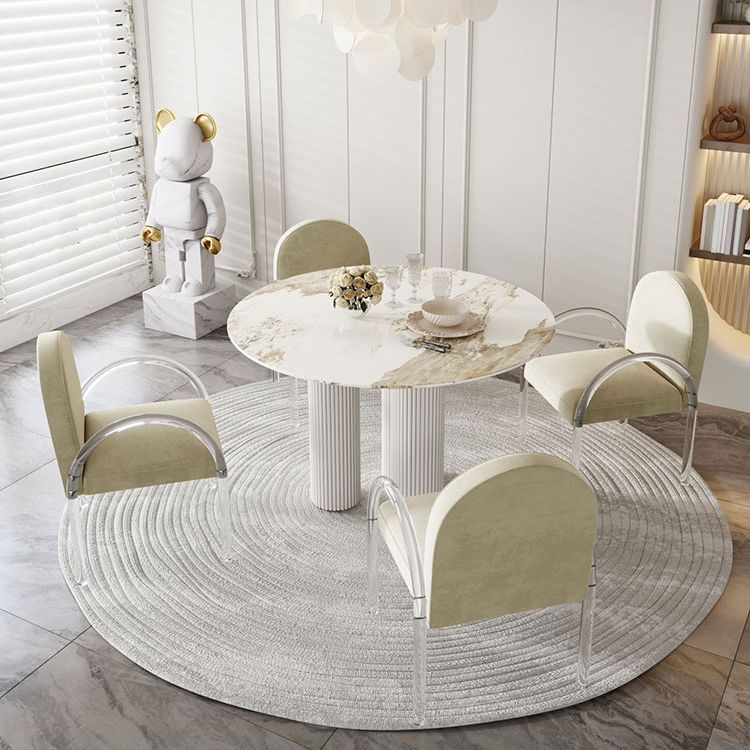 Modern 1/5 Pieces Dining Set Round Stone Dining Table for Dining Room Kitchen