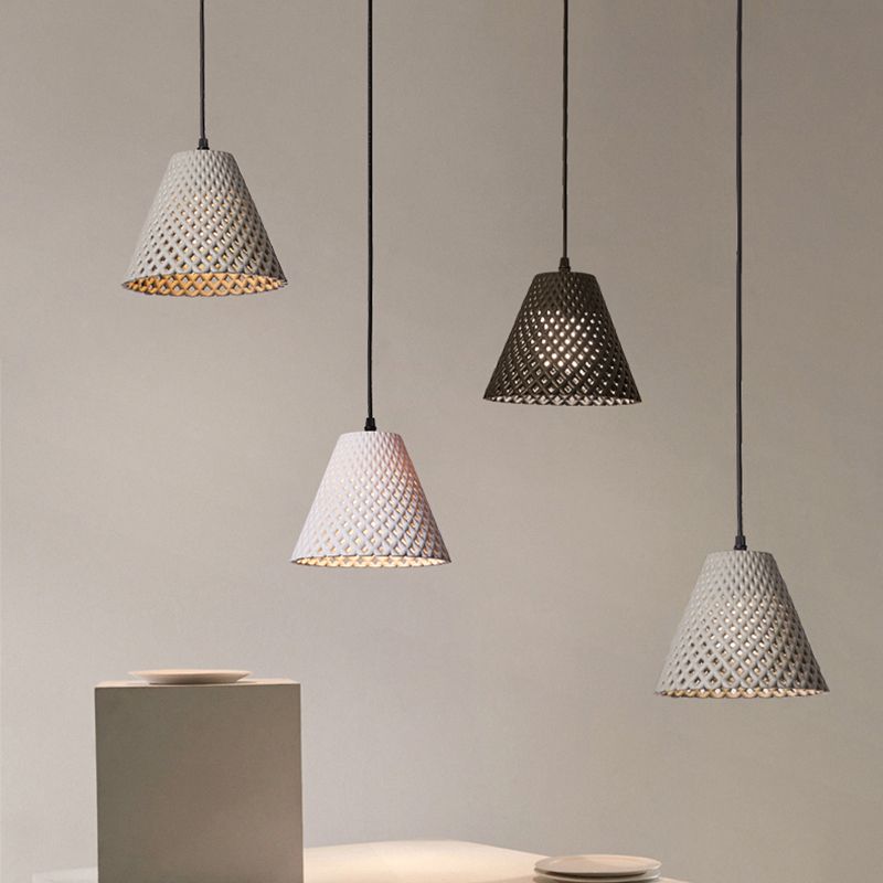 1 Licht ausgehöhlte Suspensionsbeleuchtung Nordisches Kunstzement-Anhänger Licht für Wohnzimmer