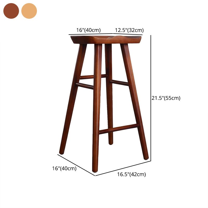 Contemporary Rectangle Bar and Counter Stool Wood Stool with 4 Legs
