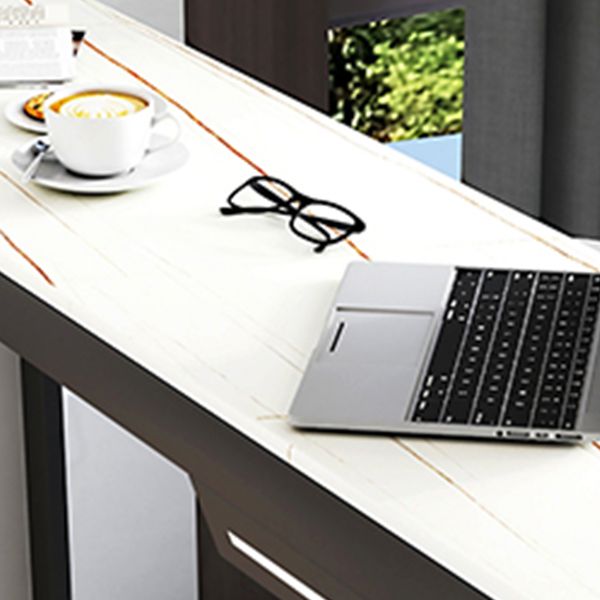 Glam Sintered Stone Bistro Bar Table Rectangle Metal Base Bar Table