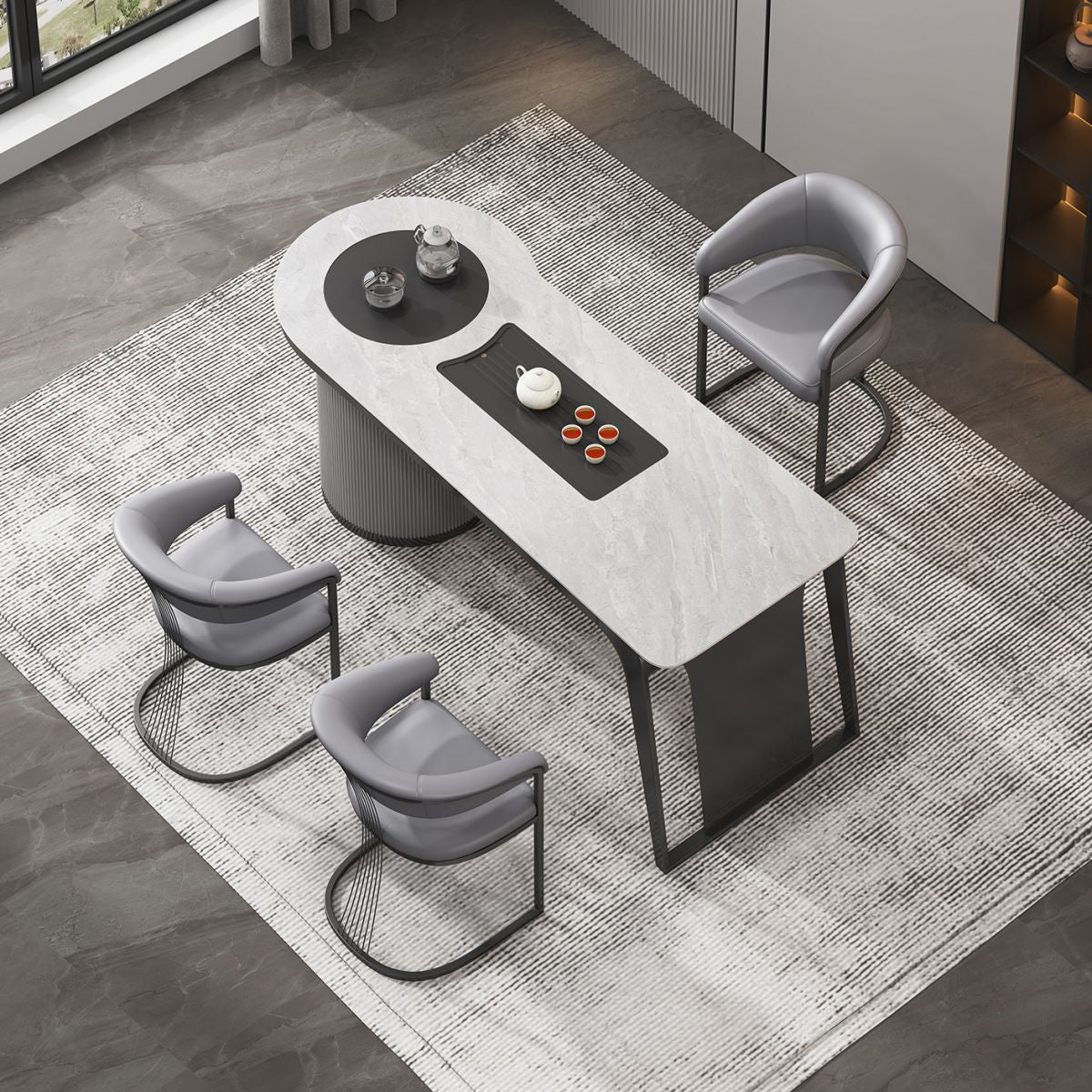 Glam Kitchen Side Chair Gold Base Open Back Dining Arm Chair