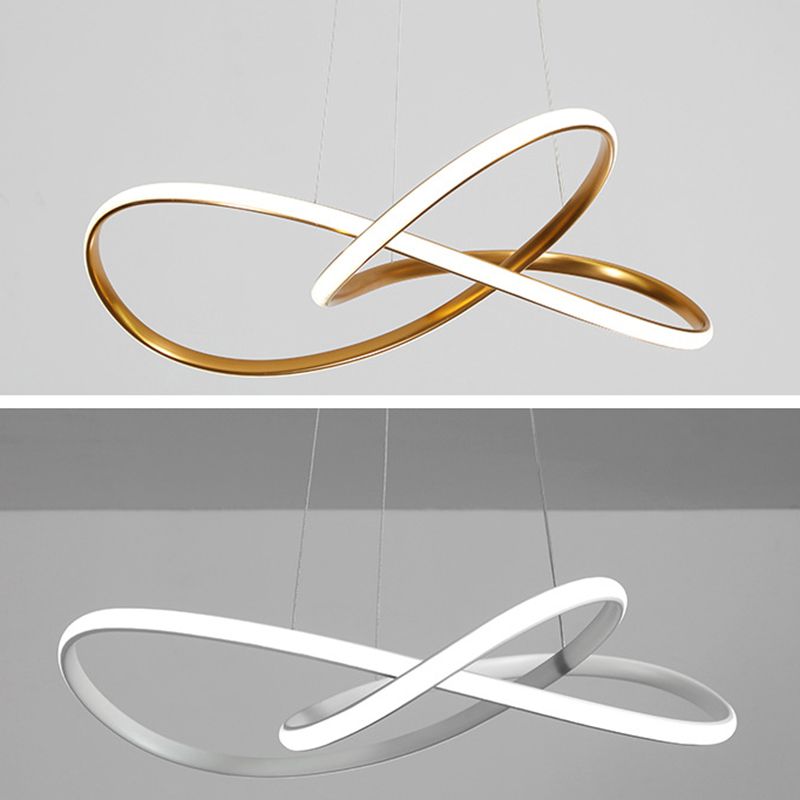 Modern Minimalist Linear Chandelier Light Metal Spiral LED Ceiling Chandelier for Living Room