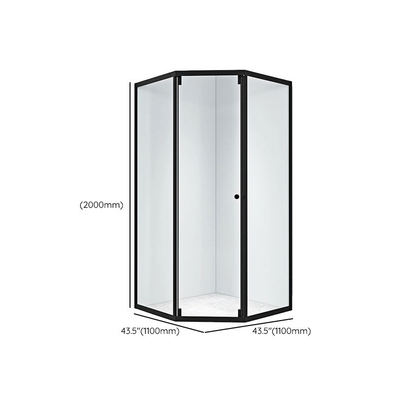Black Framed Shower Enclosure Corner Single Sliding Shower Stall With Door Handles