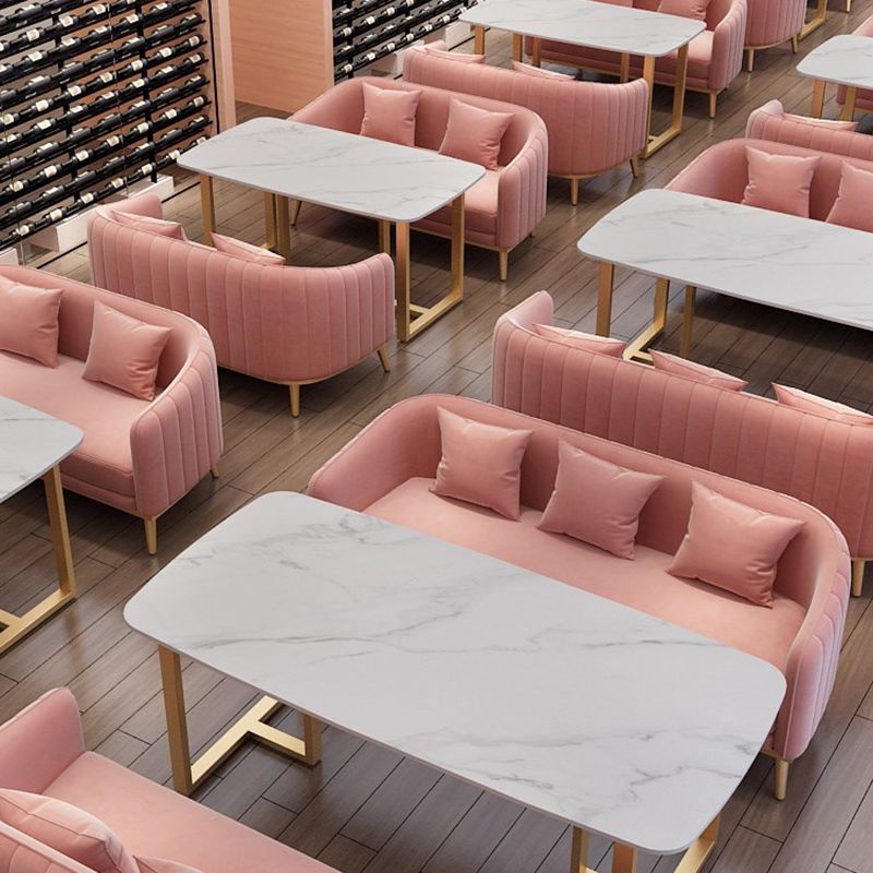 Slate and Metal Table Glam Style Restaurant Rectangular Dining Table